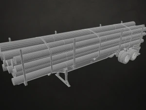 logging trailer - low poly 3D Model