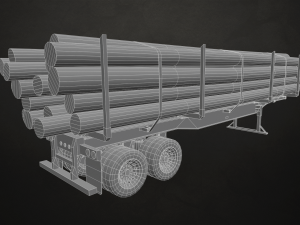 logging trailer - low poly 3D Model