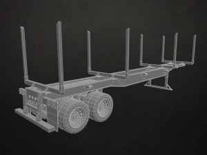 logging trailer - low poly 3D Model