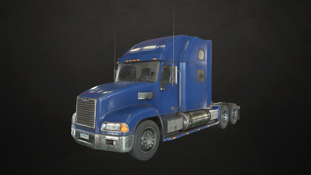 semi truck tractor - blue - low poly Modelo 3D .c4d .max .obj .3ds .fbx .stl .blend 