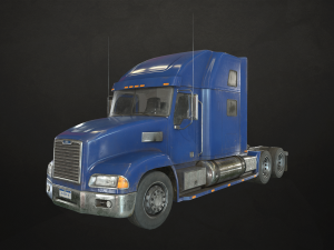 semi truck tractor - blue - low poly Modelo 3D