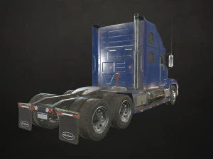 semi truck tractor - blue - low poly 3D Model