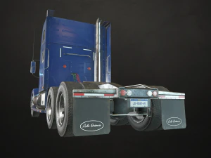 semi truck tractor - blue - low poly 3D Model