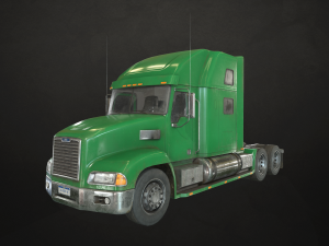 semi truck tractor - green - low poly 3D Model
