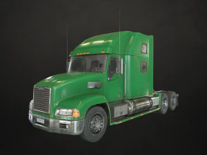 полуприцеп-тягач - зеленый - низкополигональная 3D Модель