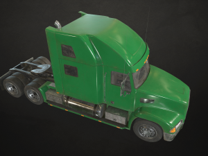 semi truck tractor - green - low poly 3D 模型