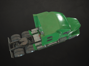 semi truck tractor - green - low poly 3D 模型