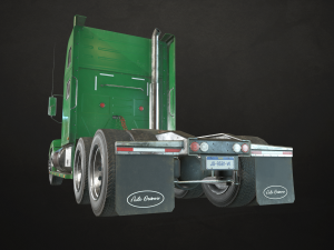 semi truck tractor - green - low poly 3D 模型