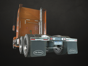 semi truck tractor - orange - low poly 3D 모델