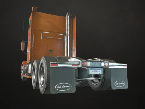 semi truck tractor - orange - low poly 3D Model