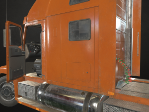 semi truck tractor - orange - low poly 3D 모델