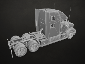 semi truck tractor - orange - low poly 3D 모델
