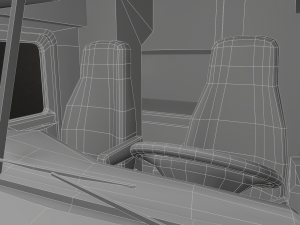 semi truck tractor - orange - low poly 3D 모델