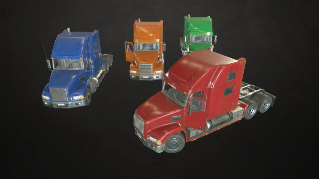 semi truck tractor - low poly 3Dモデル .c4d .max .obj .3ds .fbx .stl .blend 