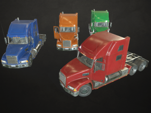 semi truck tractor - low poly 3D Model