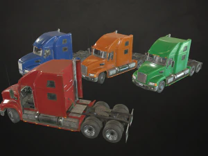 semi truck tractor - low poly 3D Model