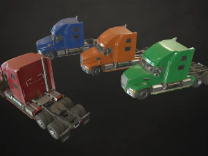 semi truck tractor - low poly 3D Model