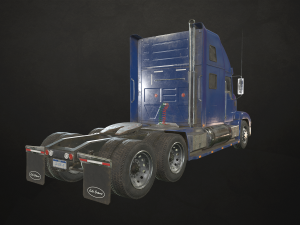 semi truck tractor - low poly 3Dモデル