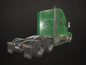 semi truck tractor - low poly 3Dモデル