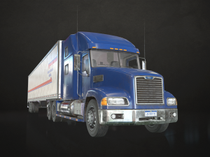 semi truck van trailer - low poly 3D 모델