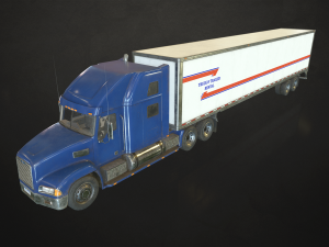 semi truck van trailer - low poly 3D Model