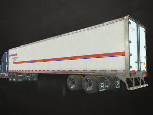 semi truck van trailer - low poly 3D Model
