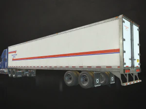 semi truck van trailer - low poly 3D Model
