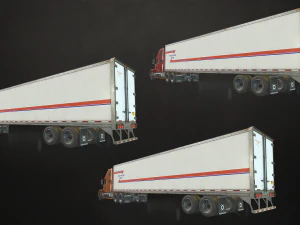 semi truck van trailer - low poly 3D Model
