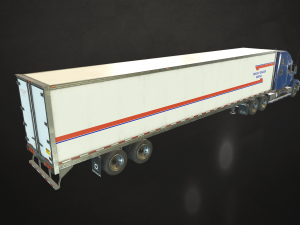 semi truck van trailer - low poly 3D Model