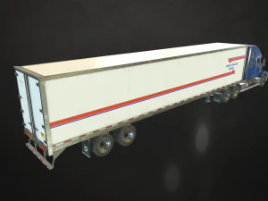 semi truck van trailer - low poly 3D Model