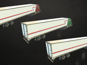 semi truck van trailer - low poly 3D Model