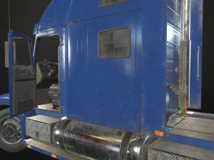 semi truck van trailer - low poly 3D Model