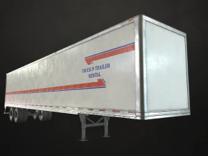 semi truck van trailer - low poly 3D Model