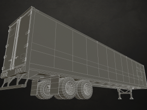 semi truck van trailer - low poly 3D Model