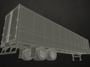 semi truck van trailer - low poly 3D Model