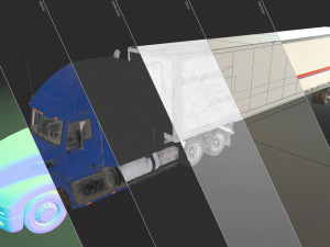semi truck van trailer - low poly 3D Model