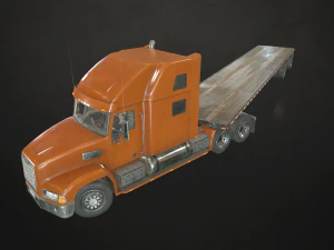 бортовой прицеп полуприцеп - низкополигональная 3D Модель