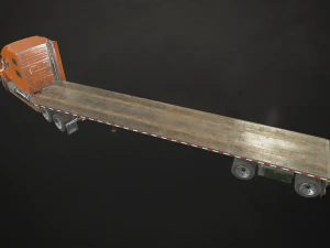 semi truck flatbed trailer - low poly 3D Model