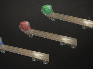 semi truck flatbed trailer - low poly Modello 3D