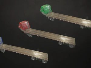 semi truck flatbed trailer - low poly 3D Model