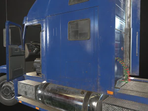 semi truck flatbed trailer - low poly 3D Model