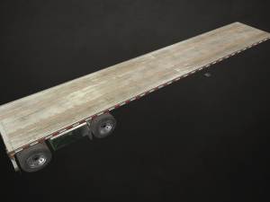 semi truck flatbed trailer - low poly Modello 3D