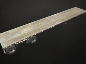 semi truck flatbed trailer - low poly 3D Model