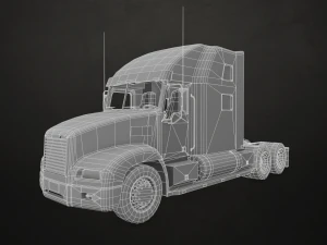 semi truck flatbed trailer - low poly 3D Model