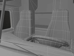 semi truck flatbed trailer - low poly 3D Model