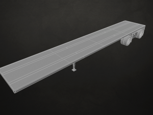semi truck flatbed trailer - low poly Modello 3D