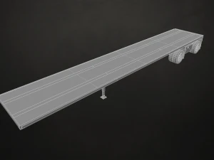 semi truck flatbed trailer - low poly 3D Model