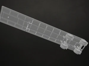 semi truck flatbed trailer - low poly 3D Model