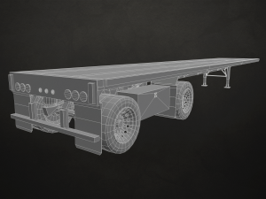 semi truck flatbed trailer - low poly Modello 3D