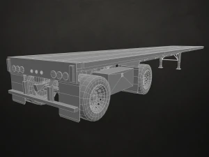 semi truck flatbed trailer - low poly 3D Model